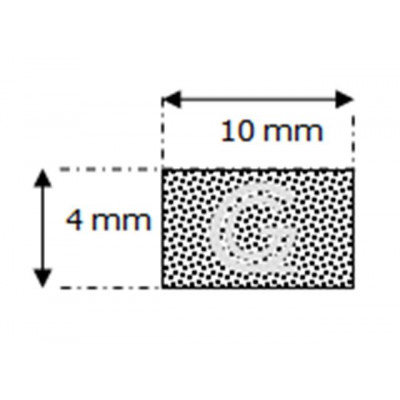 Rechthoekig mosrubber snoer | 4 x 10 mm | rol 100 meter